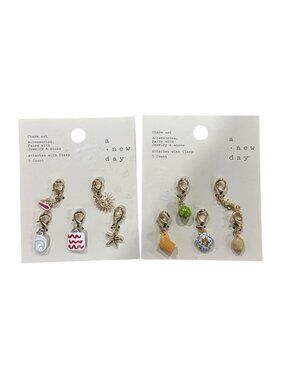 Set of 2 A New Day 5-Count Charm Set For Jewelry & Shoes With Clasp Attachments